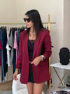 KOLU BÜZGÜLÜ BLAZER BORDO