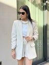 KOLU BÜZGÜLÜ KETEN BLAZER