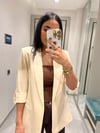 KOLU PATLI DÜĞME DETAYLI BLAZER KREM