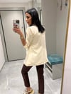 KOLU PATLI DÜĞME DETAYLI BLAZER KREM