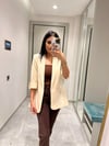 KOLU PATLI DÜĞME DETAYLI BLAZER KREM