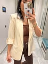 KOLU PATLI DÜĞME DETAYLI BLAZER KREM