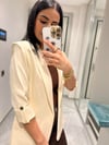 KOLU PATLI DÜĞME DETAYLI BLAZER KREM