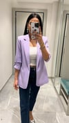 KOLU PATLI DÜĞME DETAYLI BLAZER LİLA