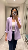 KOLU PATLI DÜĞME DETAYLI BLAZER LİLA