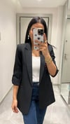 KOLU PATLI DÜĞME DETAYLI BLAZER SİYAH 