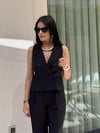 KRUVAZE YAKA YELEK PANTOLON TAKIM SİYAH