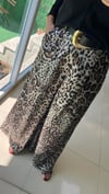 Leopar Desen Kemerli Tok Saten Pantolon 2517460