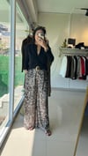 Leopar Desen Kemerli Tok Saten Pantolon 2517460