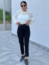 LİKRALI FİLETOLU PANTOLON SİYAH