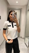 MARKA MODEL KISA KOLLU CEBİ  PATLI KAZAK  BEYAZ