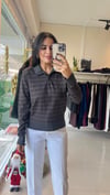 MASSİ ÇİZGİLİ POLO YAKA TRİKO ANTRASİT
