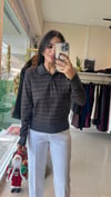 MASSİ ÇİZGİLİ POLO YAKA TRİKO ANTRASİT