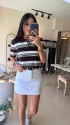 MASSİ ÇİZGİLİ POLO YAKA TRİKO KAHVE