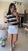 MASSİ ÇİZGİLİ POLO YAKA TRİKO KAHVE
