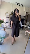 MASSİ TENSEL KUMAŞ ELBİSE KAHVE
