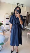 MASSİ TENSEL KUMAŞ ELBİSE LACİVERT