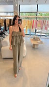 MODAL KUMAŞ , ASKILI BLUZ PANTOLON TAKIM HAKİ