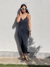 MODAL KUMAŞ ASKILI ELBİSE FÜME
