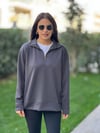 MODAL KUMAŞ FERMUAR YAKA SWEAT ANTRASİT