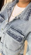 Nakış Detaylı Denim Kot Ceket Mavi 5846