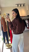 OMUZLARI TAŞLI RİBANALI SWEAT KAHVE 1071