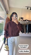OMUZLARI TAŞLI RİBANALI SWEAT KAHVE 1071