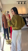 OMUZLARI TAŞLI RİBANALI SWEAT YAĞ YEŞİLİ 1071