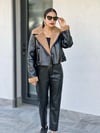 ORJİNAL MODEL KÜRKLÜ DERİ MONT SİYAH