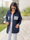 Örme Detaylı Denim Gömlek