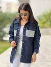 Örme Detaylı Denim Gömlek