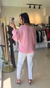 Oval Yaka Yumuşak Dokulu Triko Kazak-Pembe 10706