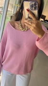 Oval Yaka Yumuşak Dokulu Triko Kazak-Pembe 10706