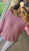 Oval Yaka Yumuşak Dokulu Triko Kazak-Pembe 10706