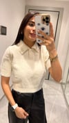 POLO YAKA YUMUŞAK DOKULU KAZAK BEBE KREM