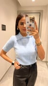 POLO YAKA YUMUŞAK DOKULU KAZAK BEBE MAVİ