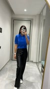 POLO YAKA YUMUŞAK DOKULU KAZAK  SAKS