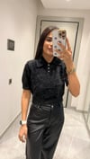 POLO YAKA YUMUŞAK DOKULU KAZAK  SİYAH