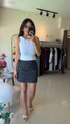 PUANTİYE DESENLİ ETEK LACİVERT