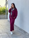 Şalvar Pantolonlu, Modal, Dökümlü İkili Takım - Bordo 10179