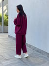 Şalvar Pantolonlu, Modal, Dökümlü İkili Takım - Bordo 10179