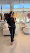Sırtı Düğme Detaylı Tencel Kumaş Takım Siyah