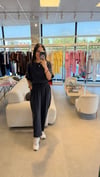Sırtı Düğme Detaylı Tencel Kumaş Takım Lacivert