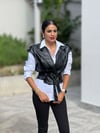 Siyah Kemerli Deri Yelek