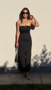 Straplez Elbise-Siyah
