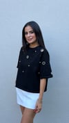 TAŞ İŞLEMELİ MARKA MODEL BLUZ  SİYAH