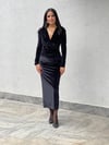 TAŞLI KADİFE MAXİ ELBİSE SİYAH 11095