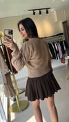 V Yaka Düğmeli Triko Hırka-Bej 60273