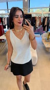 V YAKA TAŞLI MERSERİZE BEYAZ