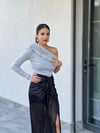 YAKASI KÜRKLÜ TEK OMUZ KAZAK GRİ